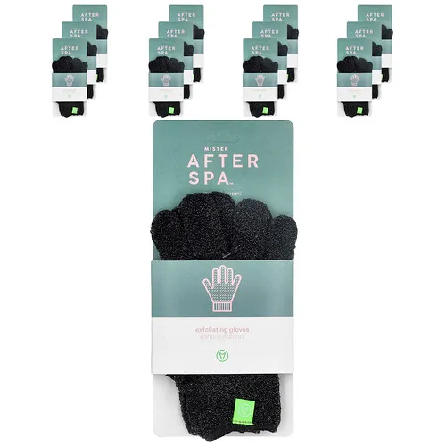 AfterSpa, Guantes exfoliantes, Negro, 12 pares