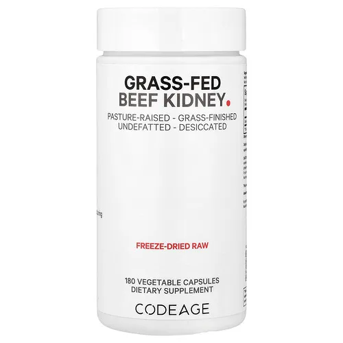 Codeage, Riñón de res alimentada con pasturas, 180 cápsulas vegetales (500 mg por cápsula)