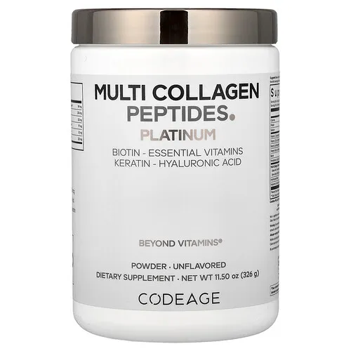 Codeage, Péptidos de colágeno múltiple en polvo, Platino, Sin sabor, 326 g (11.5 oz)