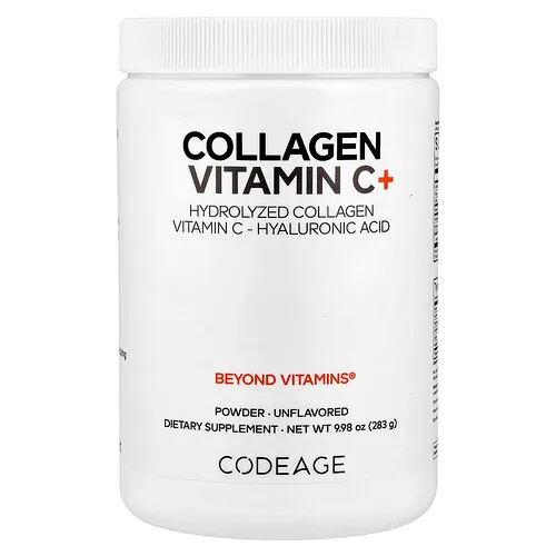 Codeage, Colágeno con vitamina C y más en polvo, Sin sabor, 283 g (9,98 oz)