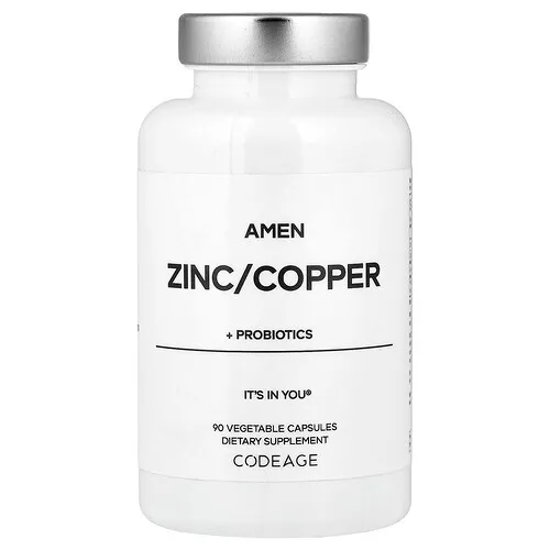 Codeage, Amen, Zinc/cobre más probióticos, 90 cápsulas vegetales