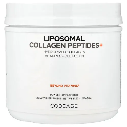 Codeage, Péptidos de colágeno liposomal+ en polvo, Sin sabor, 424,5 g (14,97 oz)