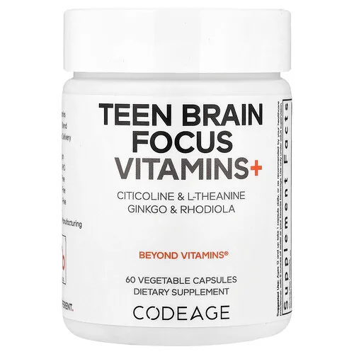 Codeage, Teen Brain Focus Vitamins+, 60 cápsulas vegetales