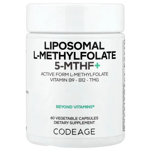Codeage, L-metilfolato liposomal con 5-MTHF+, 60 cápsulas vegetales