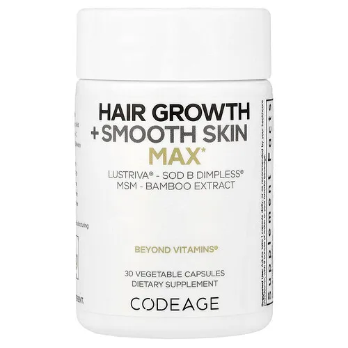 Codeage, Crecimiento del cabello y piel suave, Máx., 30 cápsulas vegetales