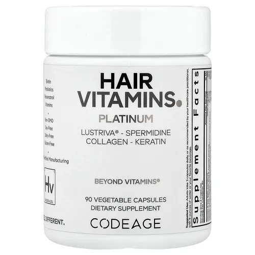Codeage, Vitaminas para el cabello, Platino, 90 cápsulas vegetales