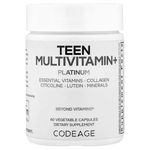 Codeage, Suplemento multivitamínico y platino para adolescentes, 60 cápsulas vegetales