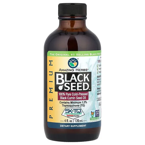 Amazing Herbs, Black Seed™ prémium, Aceite de semilla de comino negro 100 % puro prensado en frío, 120 ml (4 oz. líq.)