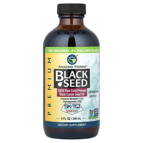 Amazing Herbs, Black Seed™ prémium, Aceite de semilla de comino negro 100 % puro prensado en frío, 240 ml (8 oz. líq.)
