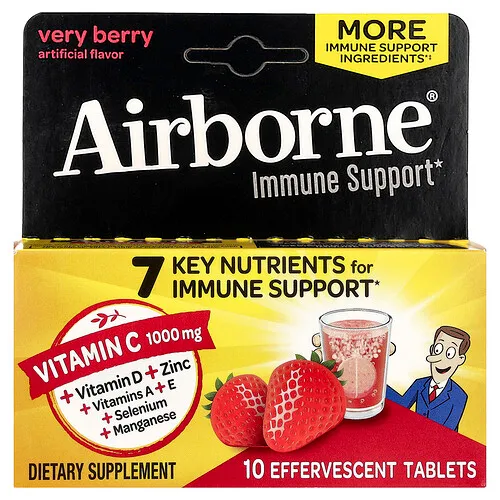 AirBorne, Suplemento de refuerzo inmunitario, Sabor a bayas, 10 comprimidos efervescentes