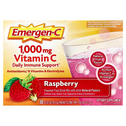 Emergen-C, Vitamina C, Frambuesa, 30 sobres, 9,1 g (0,32 oz) cada uno