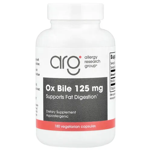 Allergy Research Group, Bilis de buey, 125 mg, 180 cápsulas vegetales