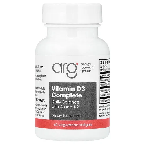 Allergy Research Group, Vitamina D3 completa, 60 cápsulas blandas vegetales