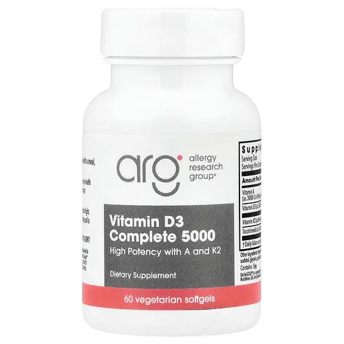 Allergy Research Group, Vitamina D3 Complete 5000, 60 cápsulas blandas vegetales