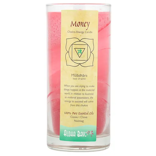 Aloha Bay, Vela Energía Chakra, Dinero, Casia • Clavos • Nuez Moscada, 11 oz