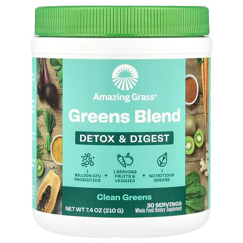 Amazing Grass, Mezcla de verduras de hoja, Desintoxicación y digestión, Verduras de hoja puras, 210 g (7,4 oz)