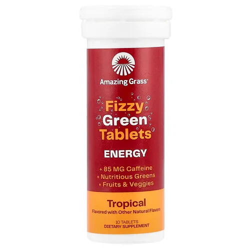 Amazing Grass, Comprimidos verdes efervescentes, Suplemento energético, Tropical, 10 comprimidos