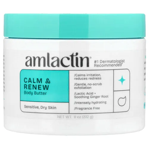 AmLactin, Manteca corporal calmante y renovadora, Piel sensible y seca, Sin fragancia, 312 g (11 oz)