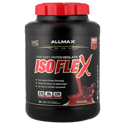 ALLMAX, ISOFLEX®, Aislado de proteína de suero de leche puro, Chocolate, 2,27 kg (5 lb)