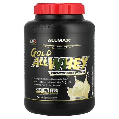 ALLMAX, Gold AllWhey, Proteína de suero de leche prémium, Vainilla francesa, 2,27 kg (5 lb)