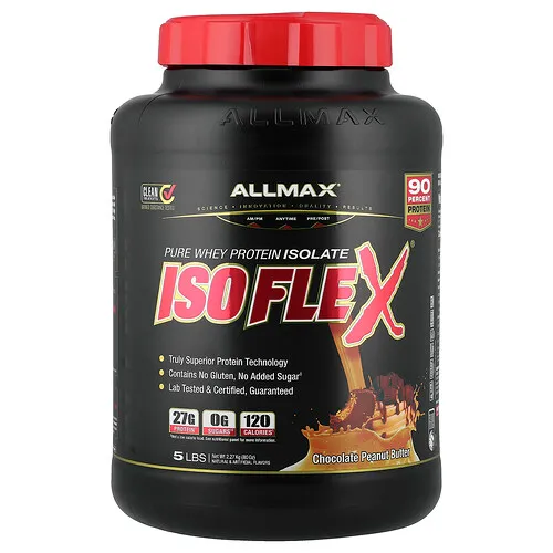 ALLMAX, ISOFLEX, Aislado de proteína de suero de leche puro, Chocolate y mantequilla de maní, 2,27 kg (5 lb)