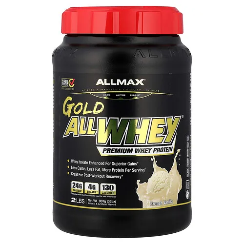ALLMAX, GOLD ALLWHEY®, Proteína de suero de leche prémium, Vainilla francesa, 907 g (2 lb)