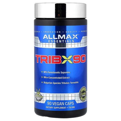 ALLMAX, TribX90, Tribulus búlgaro ultraconcentrado, 90 % de saponinas furostanólicas, 750 mg, 90 cápsulas