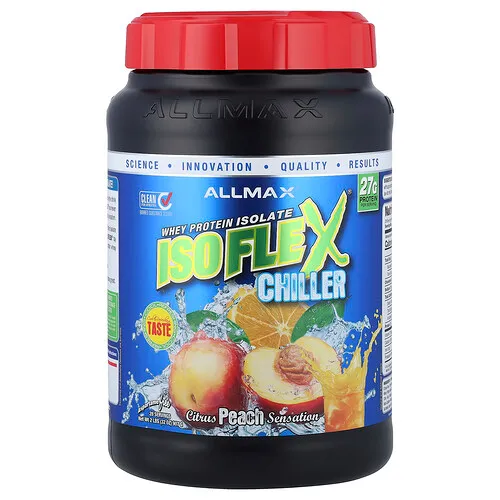 ALLMAX, ISOFLEX® Chiller, Aislado de proteína de suero de leche, Sensación de cítricos y melocotón, 907 g (2 lb)