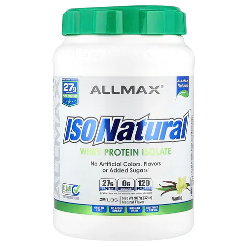 ALLMAX, ISONatural™, Aislado de proteína de suero de leche, Vainilla, 907 g (2 lb)