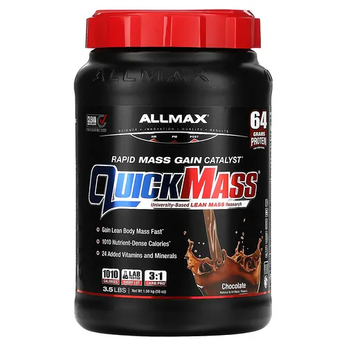 ALLMAX, QuickMass®, Catalizador para el aumento rápido de la masa muscular, Chocolate, 1,59 kg (3,5 lb)