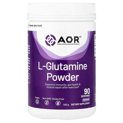 Advanced Orthomolecular Research AOR, L-glutamina en polvo, Prémium, 450 g