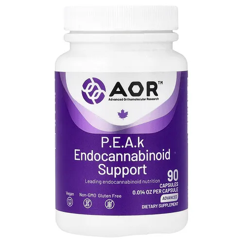 Advanced Orthomolecular Research AOR, PEAk Refuerzo para los endocannabinoides, Avanzado, 400 mg, 90 cápsulas