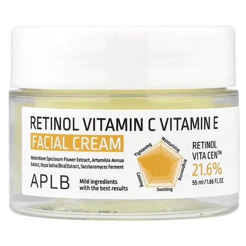 APLB, Retinol y vitamina C, Crema facial con vitamina E, 55 ml (1,86 oz. líq.)