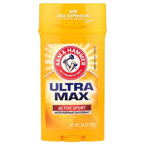 Arm & Hammer, UltraMax, Desodorante antitranspirante sólido, para hombres, Deporte activo, 73 g (2,6 oz)