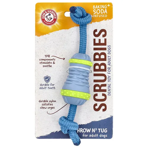 Arm & Hammer, Scrubbies, Juguete dental para perros adultos, Tira y tira, 1 juguete