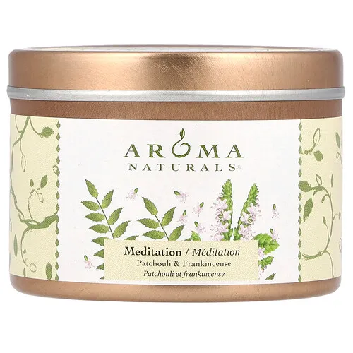 Aroma Naturals, Soy VegePure®, Vela pequeña en lata Soy To Go, Pachuli y árbol del incienso, 79,38 g (2,8 oz)