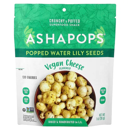AshaPops, Semillas de nenúfar infladas, Queso vegano, 28 g (1 oz)