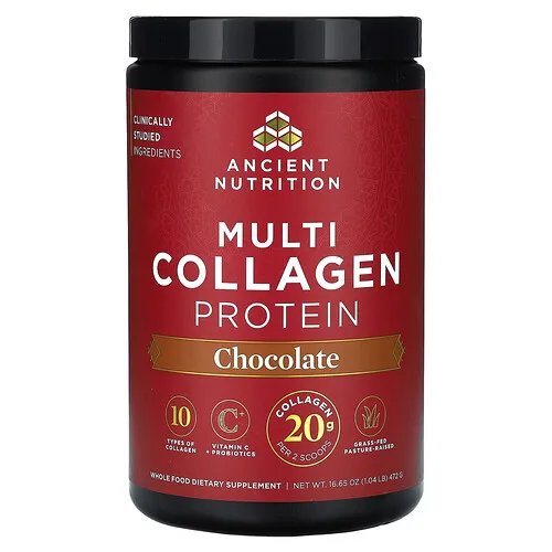 Ancient Nutrition, Proteína con múltiples tipos de colágeno, Chocolate, 472 g (1,04 lb)