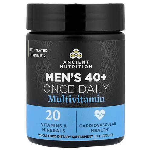 Ancient Nutrition, Suplemento multivitamínico de una ingesta diaria para hombres de 40 años en adelante, 30 cápsulas