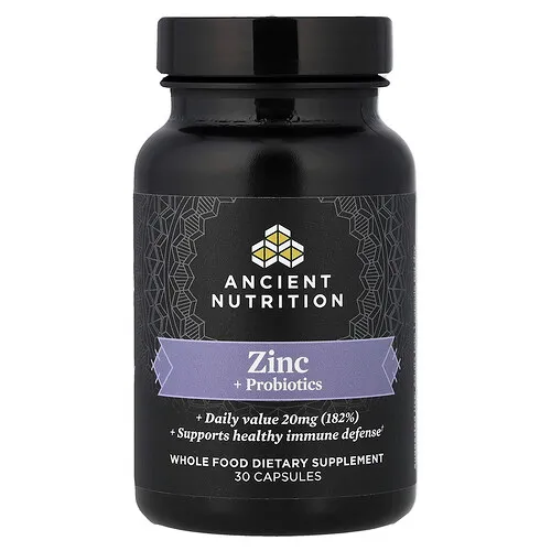 Ancient Nutrition, Zinc y probióticos`` 30 cápsulas