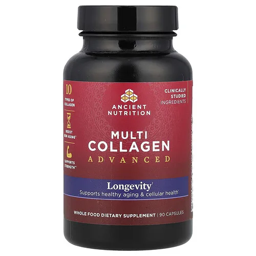 Ancient Nutrition, Multi Collagen Advanced, Longevidad, 90 cápsulas