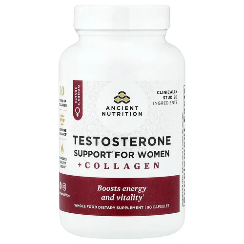 Ancient Nutrition, Refuerzo para la testosterona con colágeno para mujeres, 90 cápsulas