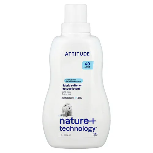 ATTITUDE, Nature + Technology®, Suavizante de telas, Flores silvestres, 40 cargas, 1 l (33,8 oz. líq.)