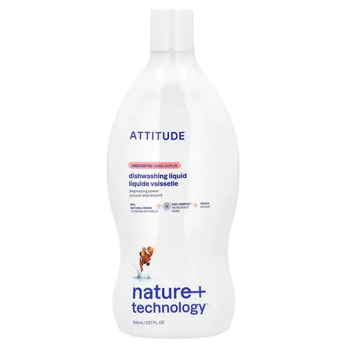 ATTITUDE, Líquido para lavar platos, Sin fragancia, 700 ml (23,7 oz. Líq.)