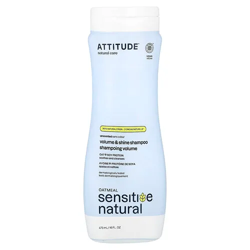 ATTITUDE, Champú natural para aportar volumen y brillo con avena, Sin fragancia, 473 ml (16 oz. líq.)