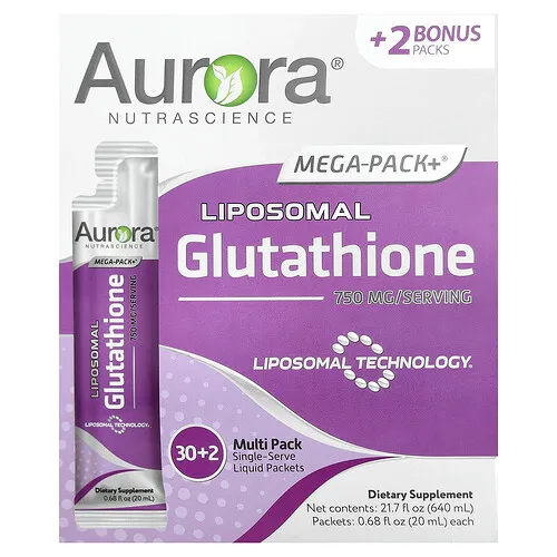 Aurora Nutrascience, Glutatión liposomal Mega-Pack+®, 32 sobrecitos, 20 ml (0,68 oz. líq.) cada uno