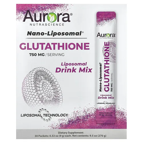 Aurora Nutrascience, Nano-Liposomal®, Glutatión, Mezcla para preparar bebidas liposomales, 30 sobres, 9 g (0,32 oz) cada uno