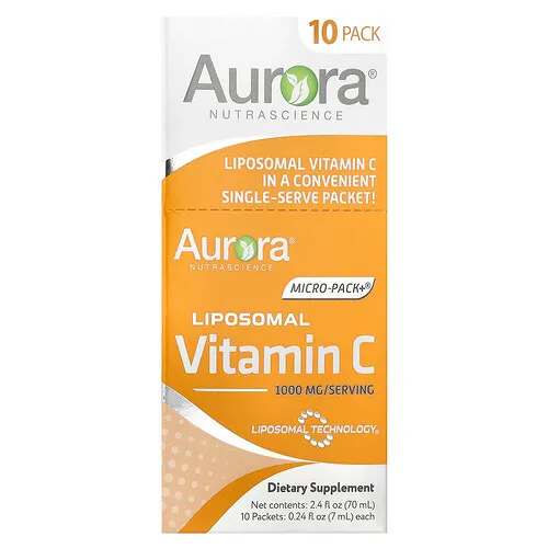Aurora Nutrascience, Vitamina C liposomal Micro-Pack+®, 10 sobres, 7 ml (0,24 oz. líq.) cada uno