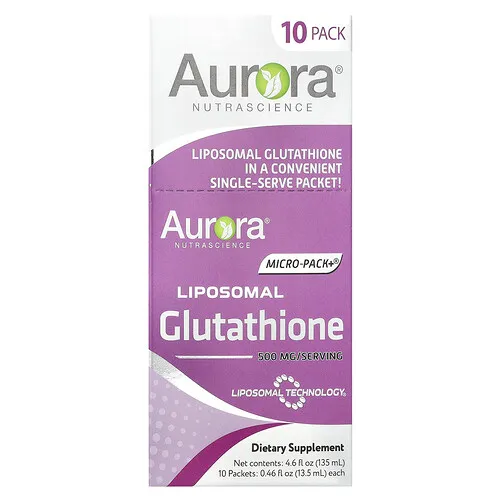 Aurora Nutrascience, Micro-Pack+®, Glutatión liposomal, 10 sobres, 13,5 ml (0,46 oz. líq.) cada uno