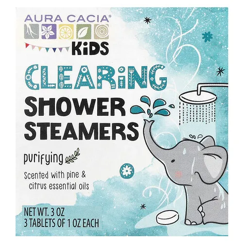 Aura Cacia, Niños, Vapores de ducha de limpieza, Purificación, 3 comprimidos